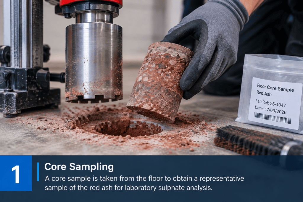 Red ash core sampling - castle property services staffordshire