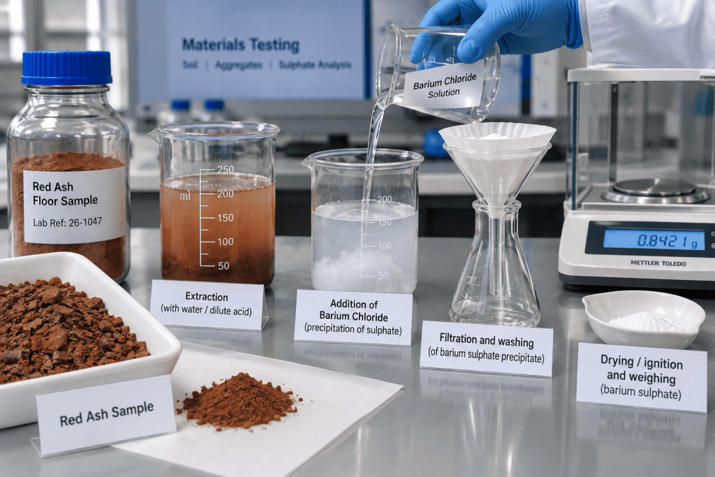 Red ash testing lab flasks castle property services staffordshire